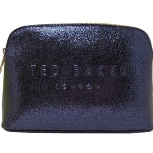 Ted Baker Ailieen Patent Saffiano Make-up Cosmetic Bag Case in Navy Blue Glitter
